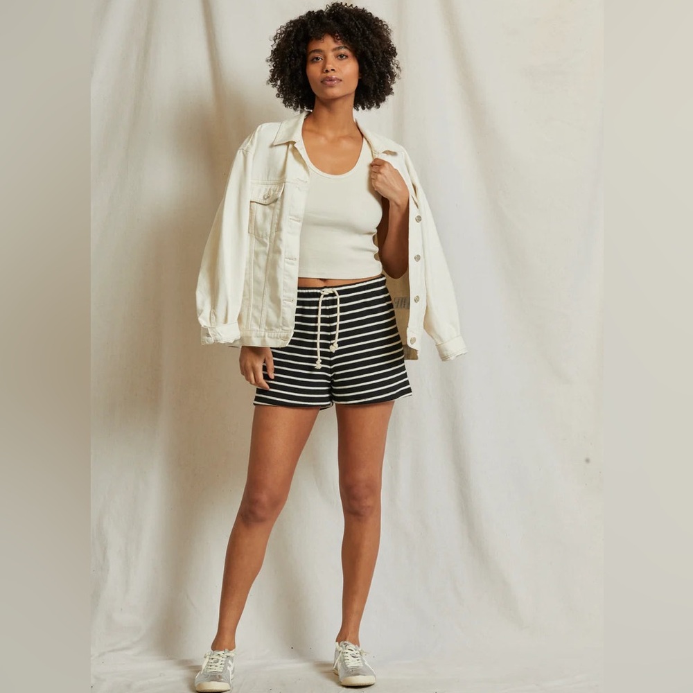 PERFECTWHITETEE Bennie Striped French Terry Shorts Size L $78